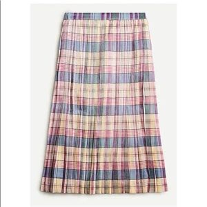 J.Crew Pleated Midi Skirt in Shimmering Plaid